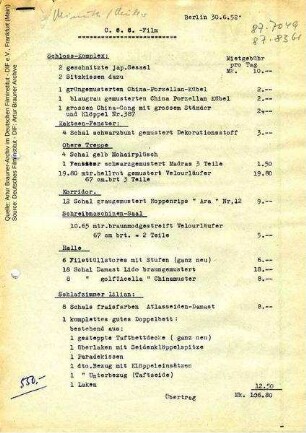 Liste Ausstattung