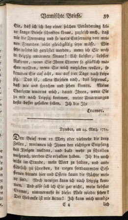 Dresden, am 24. Merz, 1754.