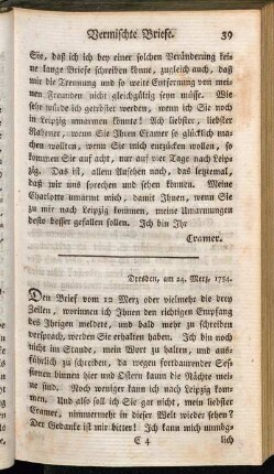 Dresden, am 24. Merz, 1754.