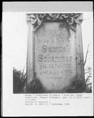 Grabstein von Samuel Schammes (gestorben 1902.03.03)