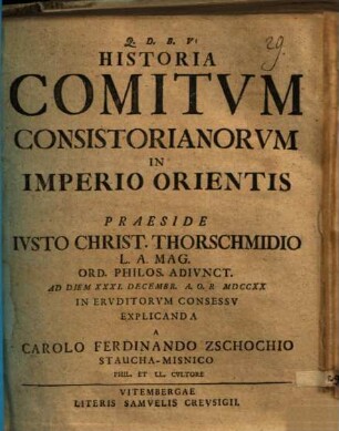 Historia comitum consistorianorum in imperio Orientis