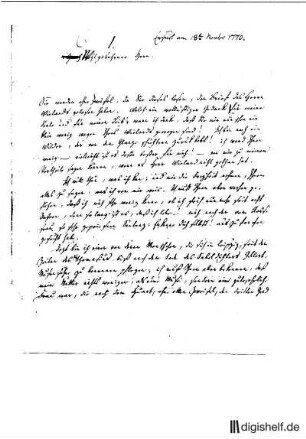 1: Brief von Wilhelm Heinse an Johann Wilhelm Ludwig Gleim