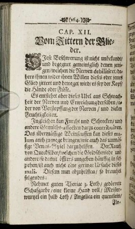 Cap. XII. Vom Zittern der Glieder.