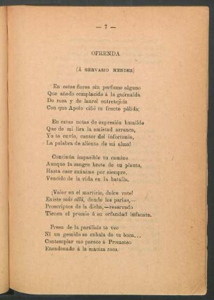 Ofrenda : ( Á Gervasio Méndez)