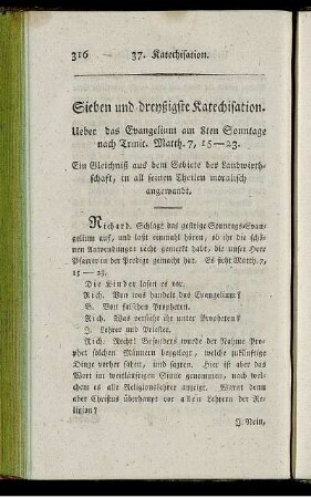 Sieben und dreyßigste Katechisation. Ueber das Evangelium am 8ten Sonntage nach Trinit. Matth. 7, 15-23.