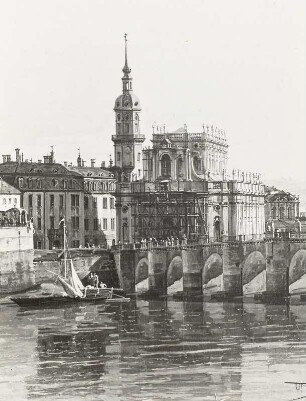 Dresden vom rechten Elbufer oberhalb der Augustusbrücke