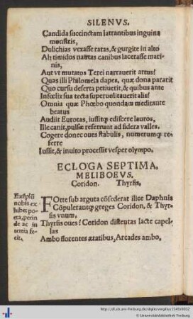 Ecloga Septima: Meliboeus