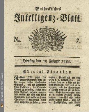 No. 7, Dienstag den 15. Februar 1780