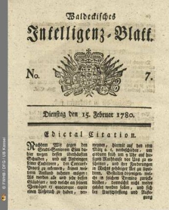 No. 7, Dienstag den 15. Februar 1780