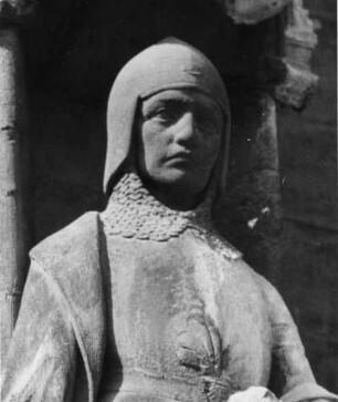 Ritterfigur an der Rathausfront, Brüssel, Flandern, Belgien