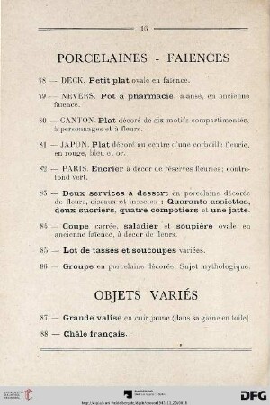 Objets Variés (Nr. 87-106)