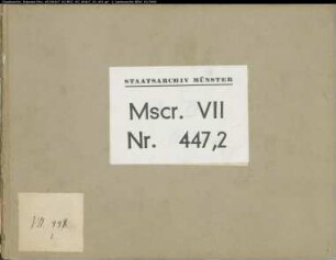 Sachverzeichnis zu Msc. VII 444-446