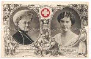 Rotkreuzpostkarte mit Auguste Viktoria und Cecilie von Preußen