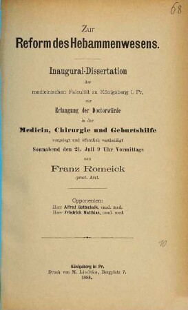 Zur Reform des Hebammenwesens