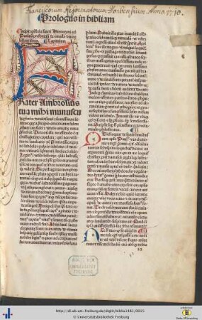 Epistola sancti Hieronymi ad Paulinum presbyterum de omnibus divine historiᶒ libris