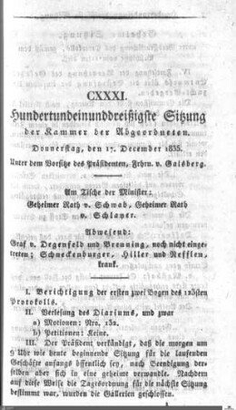 131. Sitzung, Stuttgart, 17.12.1835