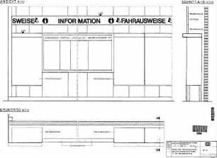 Stuttgart-Zuffenhausen: Einbau der Fahrkartenautomaten und Informationsvitrinen in die Wandverkleidung Empfangsgeb.