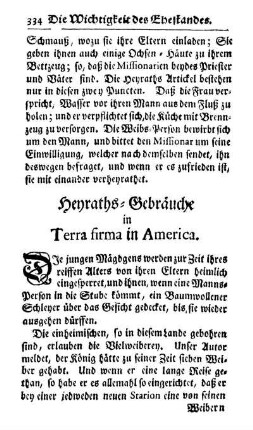 Heyraths-Gebräuche in Terra firma in America.