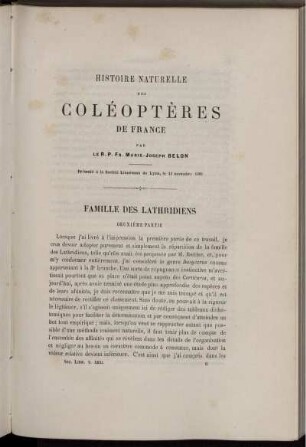 Histoire Naturelle Des Coleopteres De France
