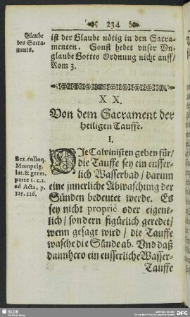 XX. Von dem Sacrament der heiligen Tauffe