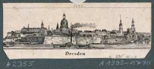 Stadtansicht von Dresden mit Brühlscher Terrasse, Zeughaus, Frauenkirche, Schloss und Hofkirche