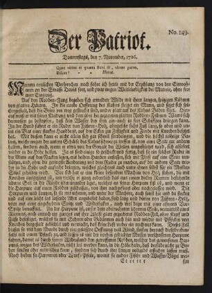 No. 149. Donnerstags, den 7. November, 1726
