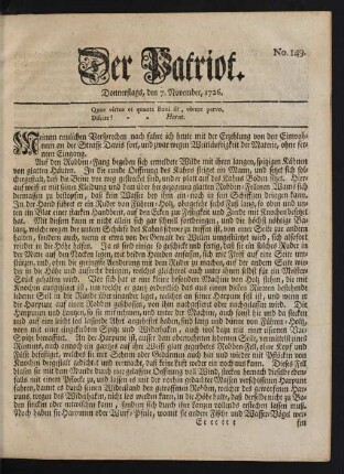 No. 149. Donnerstags, den 7. November, 1726
