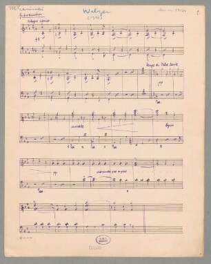 Waltzes, pf - BSB Mus.ms. 17034 : [caption title:] Walzer (1910)