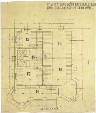 Billing, Hermann; Baden-Baden, Beuttenmüllerstr. 7 (früher 5); Haus Billing und Mallebrein - Grundriss OG