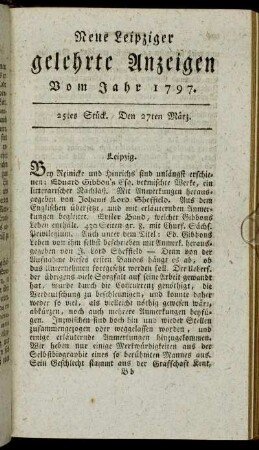 25tes Stück. Den 27ten März.