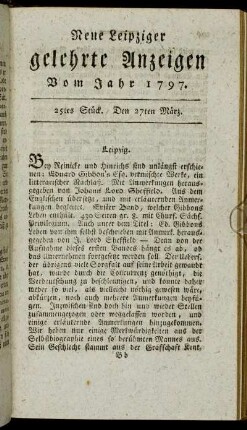 25tes Stück. Den 27ten März.