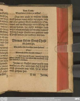 Wie man sich im Creutz Christlich halten sol.