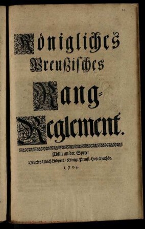 Königliches Preußisches Rang-Reglement