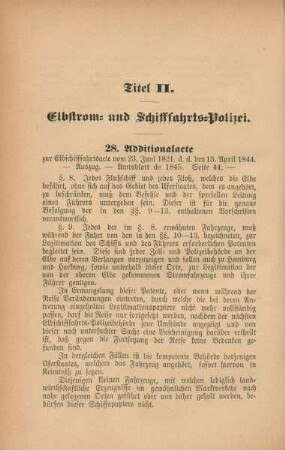 Titel II. Elbstrom- und Schifffahrts-Polizei