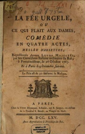 La fée urgele ... : Comedie