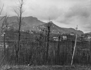 Häuser am Hang : Blick auf Häuser einer Ortschaft am Hang der südwestlichen Alpen