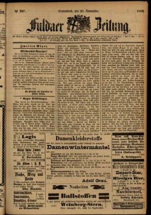 Ausgabe vom Samstag, den 20. November 1886.