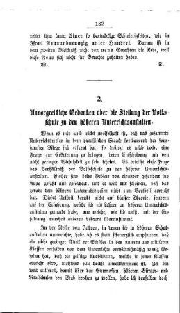 Unvorgreifliche Gedanken über die Stellung der Volksschule zu den höheren Unterrichtsanstalten