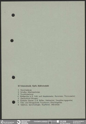 25 Feinmechanik, Optik, Elektrotechnik [Kapiteltrennblatt]