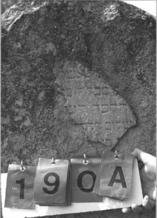 Grabstein 190 (Index: 99786039) Zustand: größtenteils abgeblättert Maße HxBxT: 98x55x11 cm: Grabstein 190A