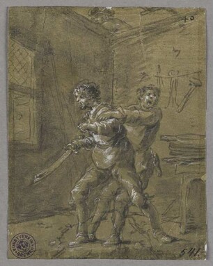 Schmied will Eulenspiegel schlagen, aus: "Geschichte des Till Eulenspiegel"