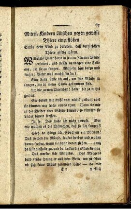 Mittel, Kindern Abscheu gegen gewisse Thiere einzuflößen.