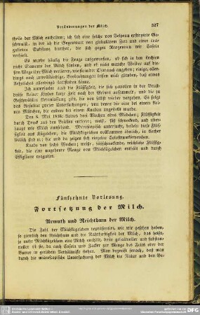 Fünfzehnte Vorlesung. Fortsetzung der Milch