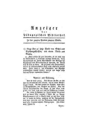 Anzeiger der Pädagogischen Bibliothek