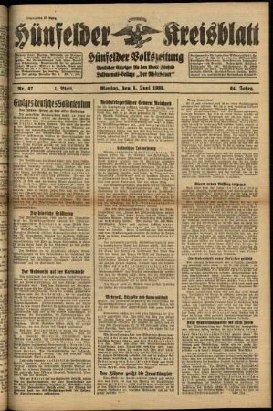 Erste Ausgabe vom Montag, den 05. Juni 1939.