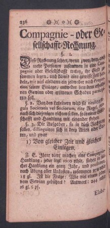 Compagnie- oder Gesellschafft-Rechnung