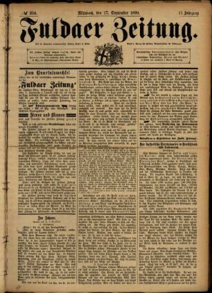 Ausgabe vom Mittwoch, den 17. September 1890.