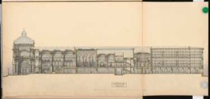 Landesbibliothek Berlin Schinkelwettbewerb 1875: Längsschnitt; Maßstabsleiste