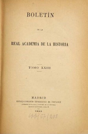 Boletín de la Real Academia de la Historia. 23. 1893