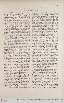 [Rezension von: Kunsthalle zu Hamburg - Katalog der alten Meister - 1918]
